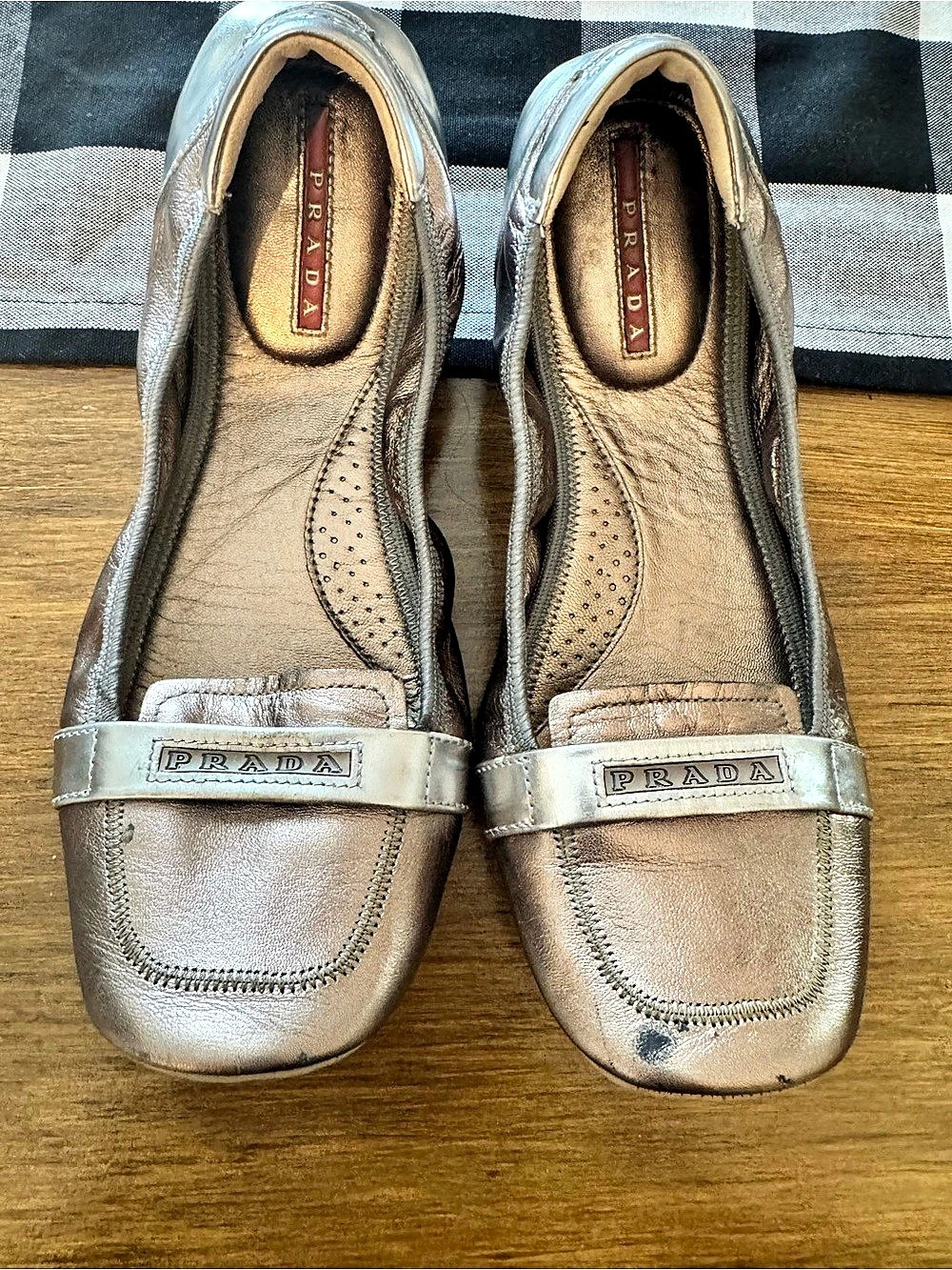 Prada Metallic Leather Loafers